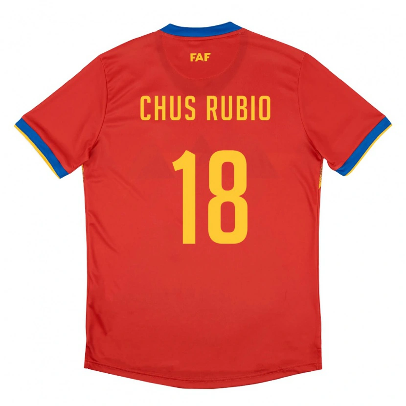 Danxen Niño Camiseta Andorra Jesús Rubio #18 Rojo Azul Amarillo 1ª Equipación 26-28 La Camisa