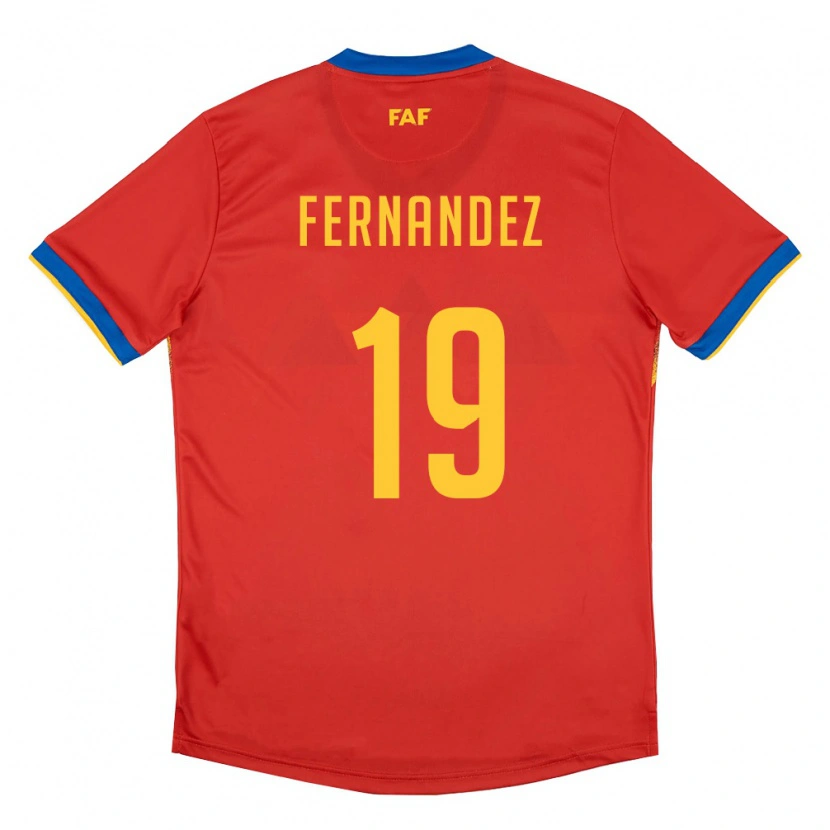 Danxen Niño Camiseta Andorra Nil Fernandez #19 Rojo Azul Amarillo 1ª Equipación 26-28 La Camisa