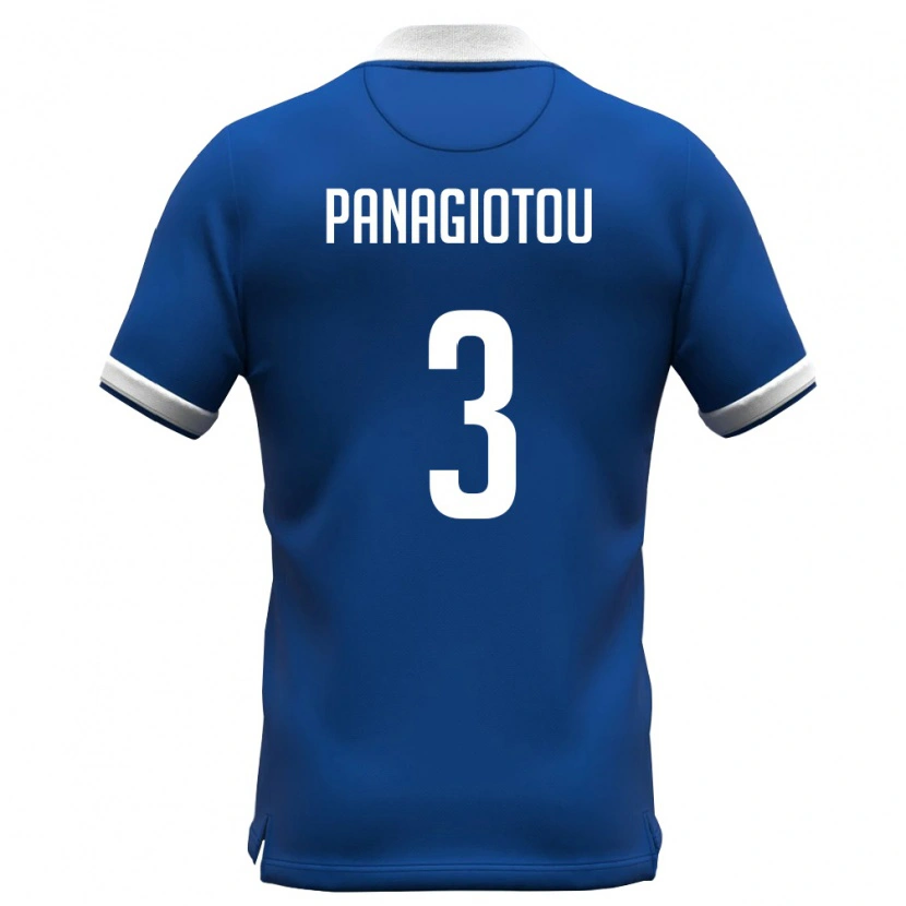 Danxen Niño Camiseta Chipre Nikolas Panagiotou #3 Azul Real Blanco 1ª Equipación 26-28 La Camisa