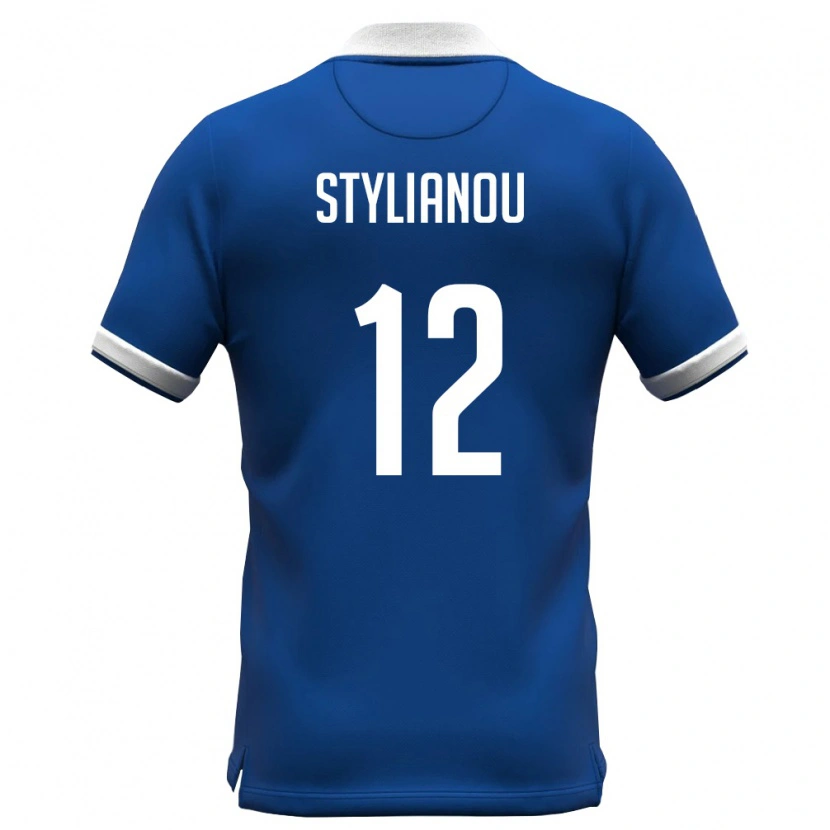 Danxen Niño Camiseta Chipre Konstantinos Stylianou #12 Azul Real Blanco 1ª Equipación 26-28 La Camisa