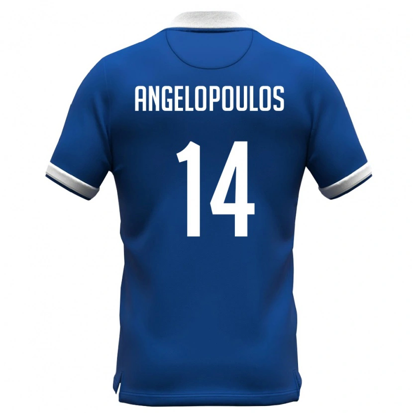 Danxen Niño Camiseta Chipre Georgios Nikolas Angelopoulos #14 Azul Real Blanco 1ª Equipación 26-28 La Camisa