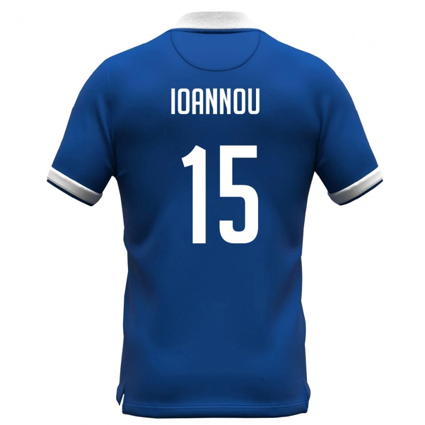 Danxen Niño Camiseta Chipre Petros Ioannou #15 Azul Real Blanco 1ª Equipación 26-28 La Camisa