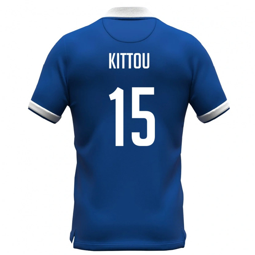 Danxen Niño Camiseta Chipre Christos Kittou #15 Azul Real Blanco 1ª Equipación 26-28 La Camisa