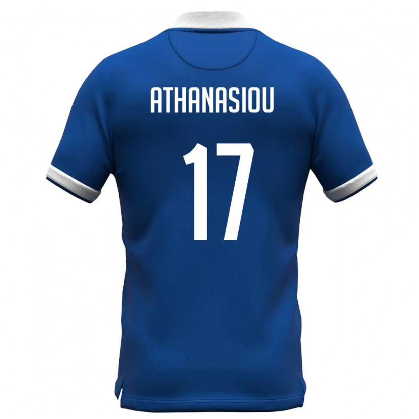 Danxen Niño Camiseta Chipre Andreas Athanasiou #17 Azul Real Blanco 1ª Equipación 26-28 La Camisa