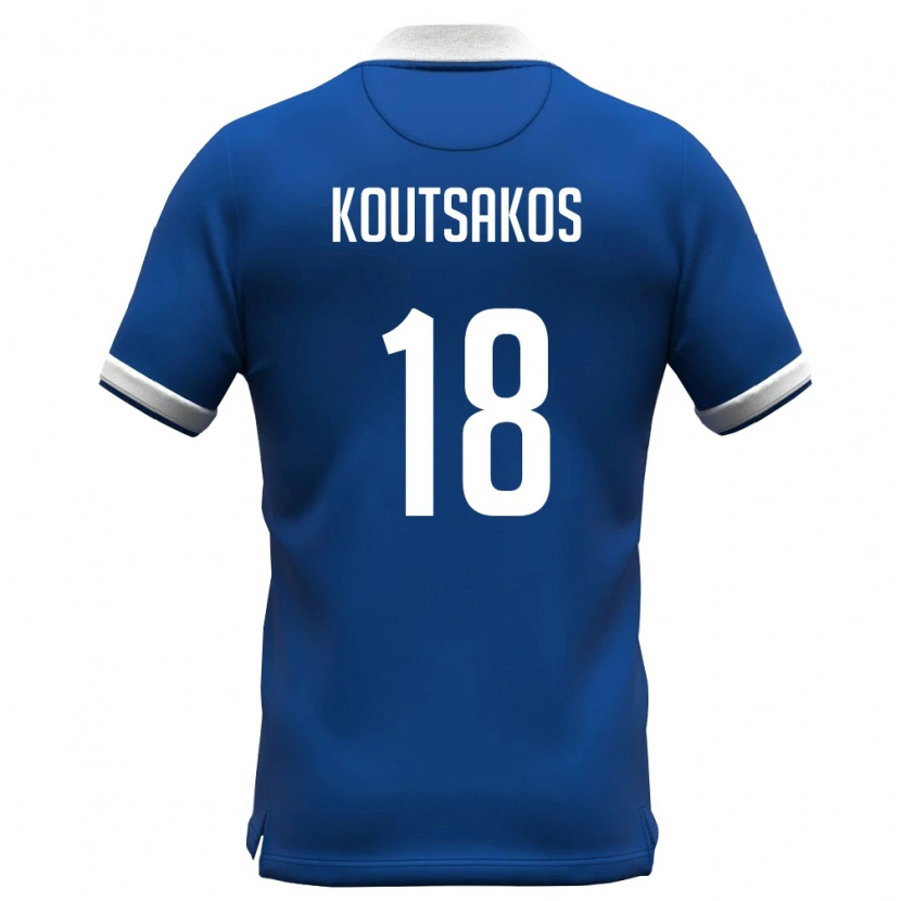 Danxen Niño Camiseta Chipre Nikolas Koutsakos #18 Azul Real Blanco 1ª Equipación 26-28 La Camisa