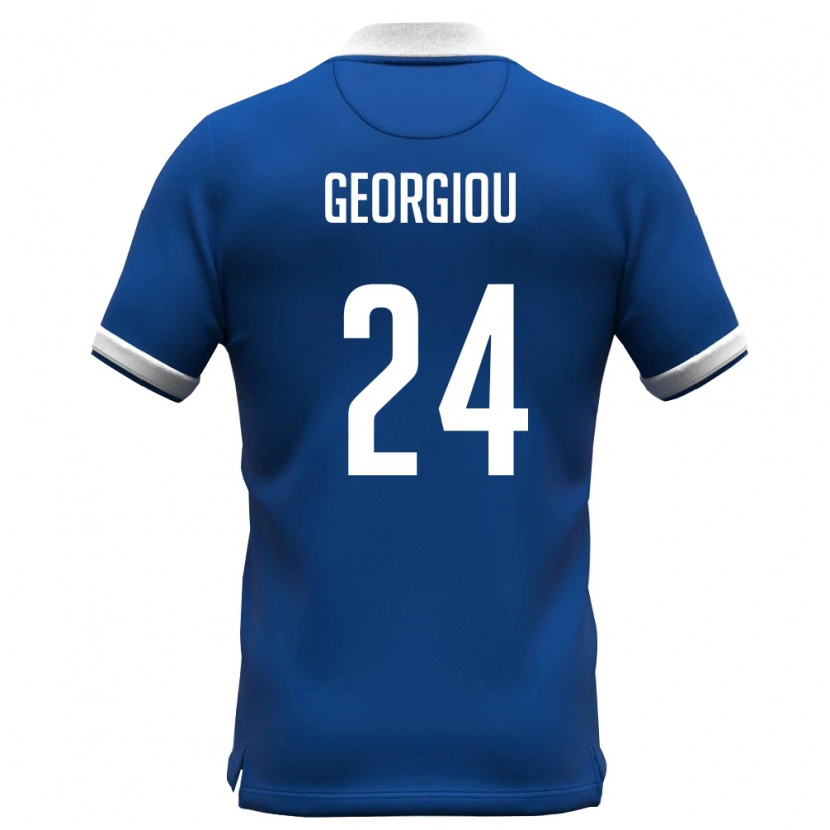 Danxen Niño Camiseta Chipre Stavros Georgiou #24 Azul Real Blanco 1ª Equipación 26-28 La Camisa