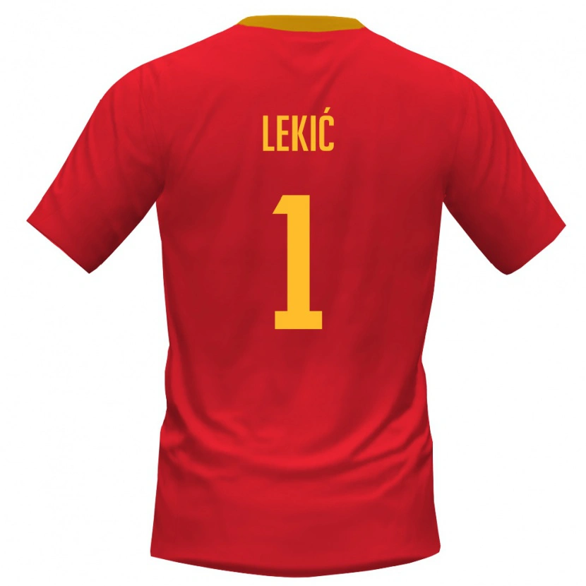 Danxen Niño Camiseta Montenegro Edin Lekić #1 Rojo Amarillo 1ª Equipación 26-28 La Camisa