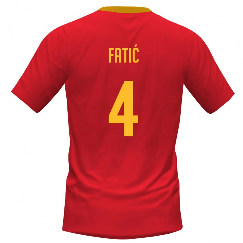 Danxen Niño Camiseta Montenegro Novak Fatić #4 Rojo Amarillo 1ª Equipación 26-28 La Camisa