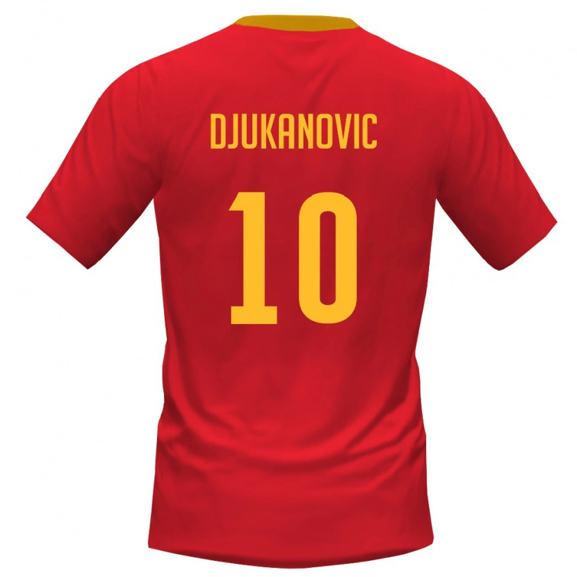 Danxen Niño Camiseta Montenegro Viktor Djukanovic #10 Rojo Amarillo 1ª Equipación 26-28 La Camisa