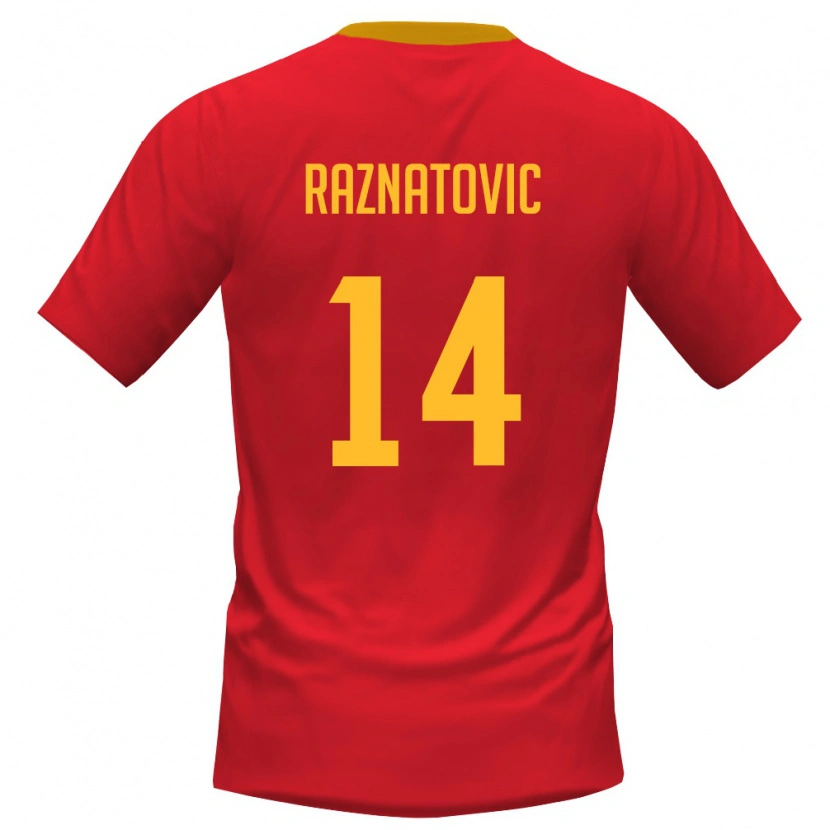 Danxen Niño Camiseta Montenegro Petar Ražnatović #14 Rojo Amarillo 1ª Equipación 26-28 La Camisa