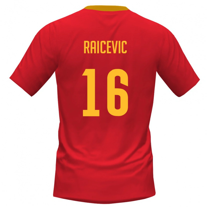 Danxen Niño Camiseta Montenegro Luka Raicevic #16 Rojo Amarillo 1ª Equipación 26-28 La Camisa