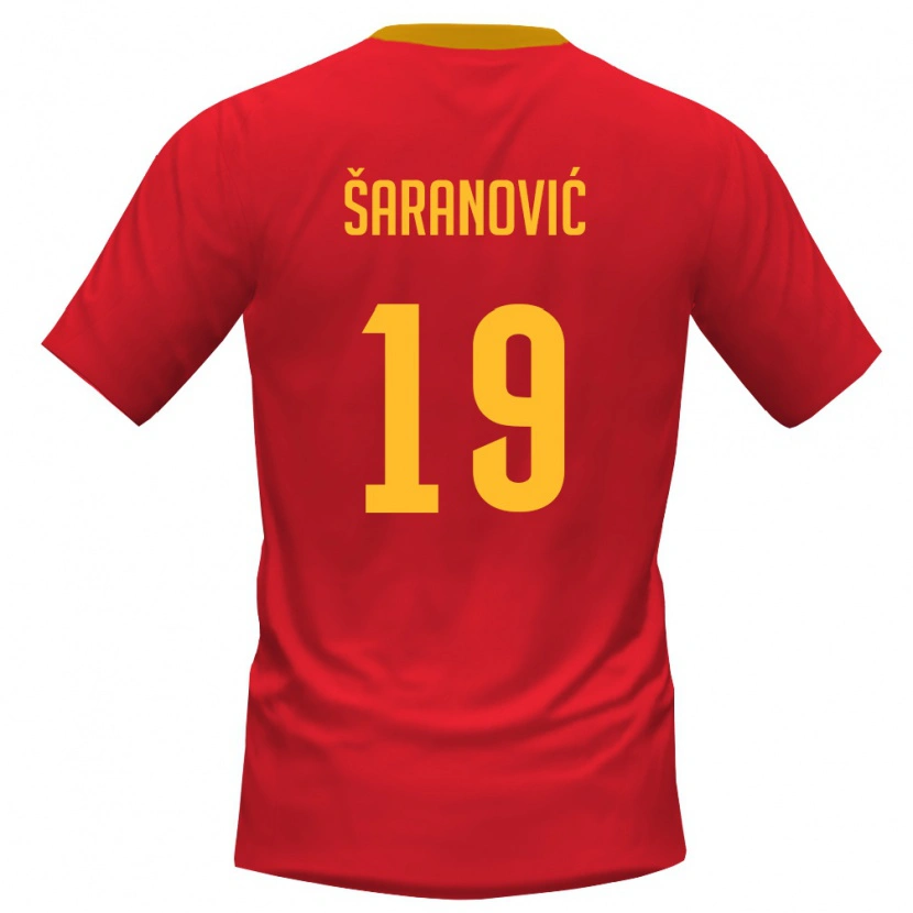 Danxen Niño Camiseta Montenegro Dragutin Šaranović #19 Rojo Amarillo 1ª Equipación 26-28 La Camisa