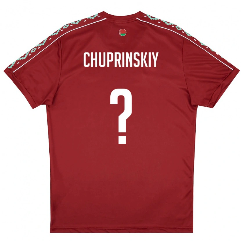 Danxen Niño Camiseta Bielorrusia Semen Chuprinskiy #0 Rojo Oscuro Blanco 1ª Equipación 26-28 La Camisa