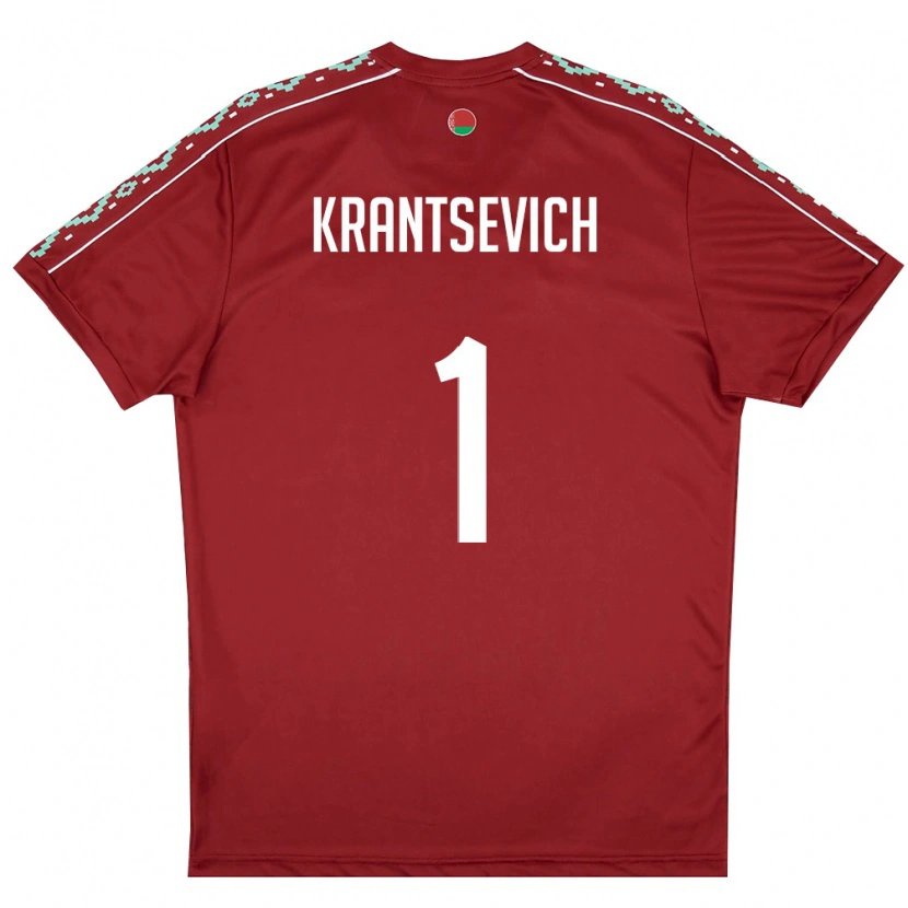 Danxen Niño Camiseta Bielorrusia Semen Krantsevich #1 Rojo Oscuro Blanco 1ª Equipación 26-28 La Camisa