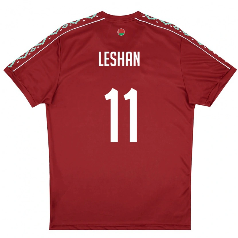 Danxen Niño Camiseta Bielorrusia Zakhar Leshan #11 Rojo Oscuro Blanco 1ª Equipación 26-28 La Camisa