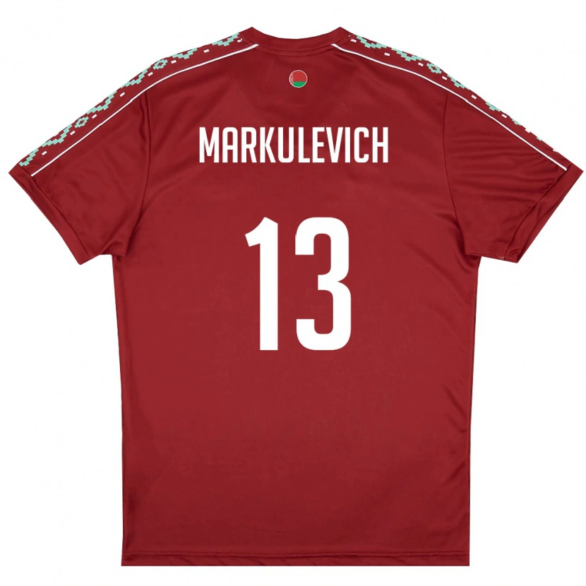 Danxen Niño Camiseta Bielorrusia Ilya Markulevich #13 Rojo Oscuro Blanco 1ª Equipación 26-28 La Camisa