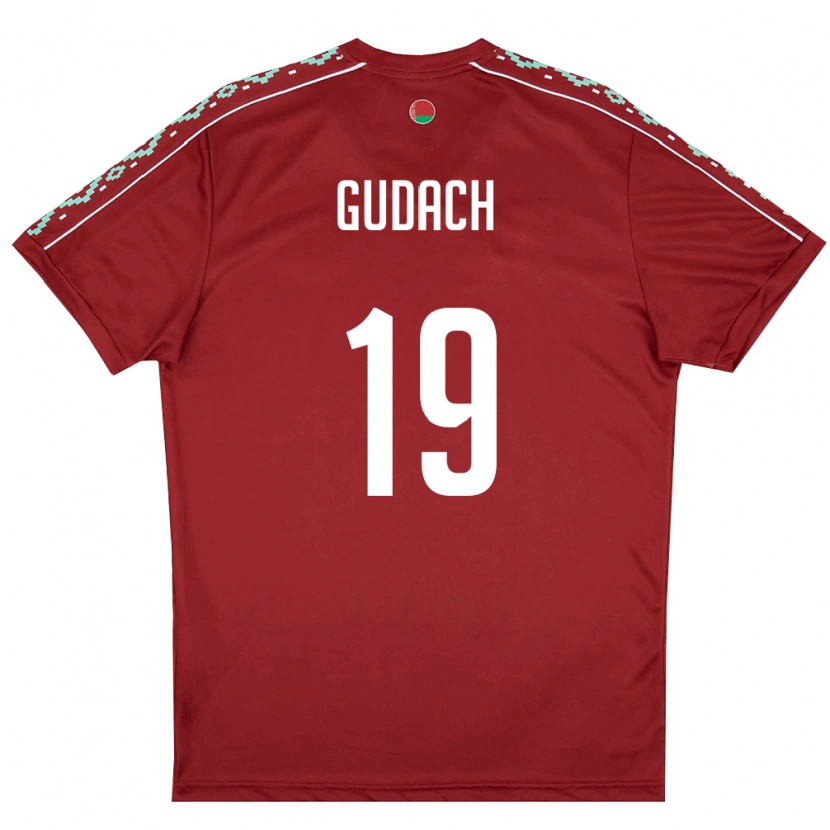 Danxen Niño Camiseta Bielorrusia Timofey Gudach #19 Rojo Oscuro Blanco 1ª Equipación 26-28 La Camisa