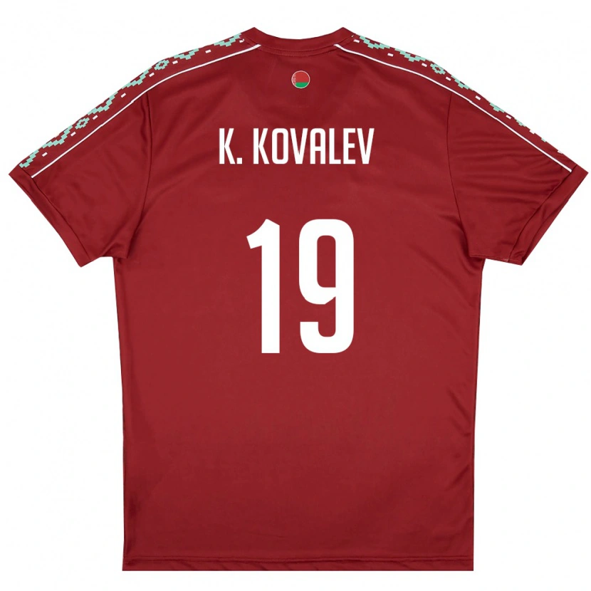 Danxen Niño Camiseta Bielorrusia Kirill Kovalev #19 Rojo Oscuro Blanco 1ª Equipación 26-28 La Camisa