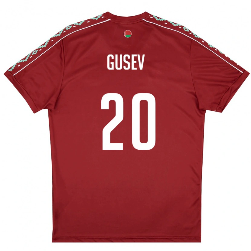 Danxen Niño Camiseta Bielorrusia Bogdan Gusev #20 Rojo Oscuro Blanco 1ª Equipación 26-28 La Camisa
