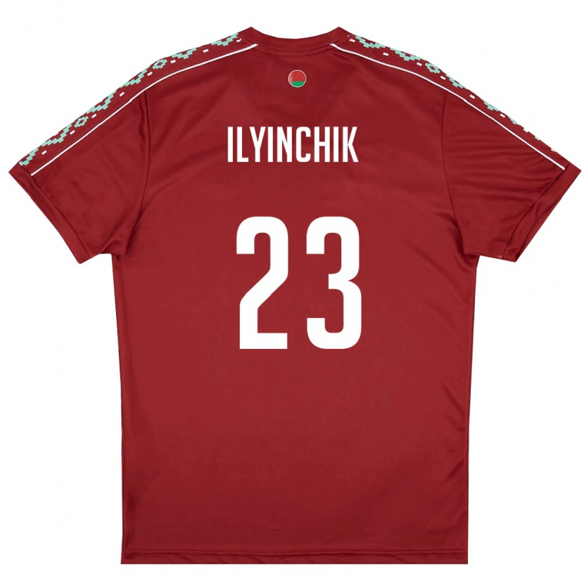 Danxen Niño Camiseta Bielorrusia Daniil Ilyinchik #23 Rojo Oscuro Blanco 1ª Equipación 26-28 La Camisa