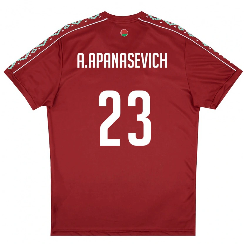 Danxen Niño Camiseta Bielorrusia Aleksey Apanasevich #23 Rojo Oscuro Blanco 1ª Equipación 26-28 La Camisa