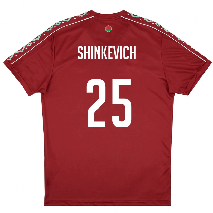 Danxen Niño Camiseta Bielorrusia Dariush Shinkevich #25 Rojo Oscuro Blanco 1ª Equipación 26-28 La Camisa