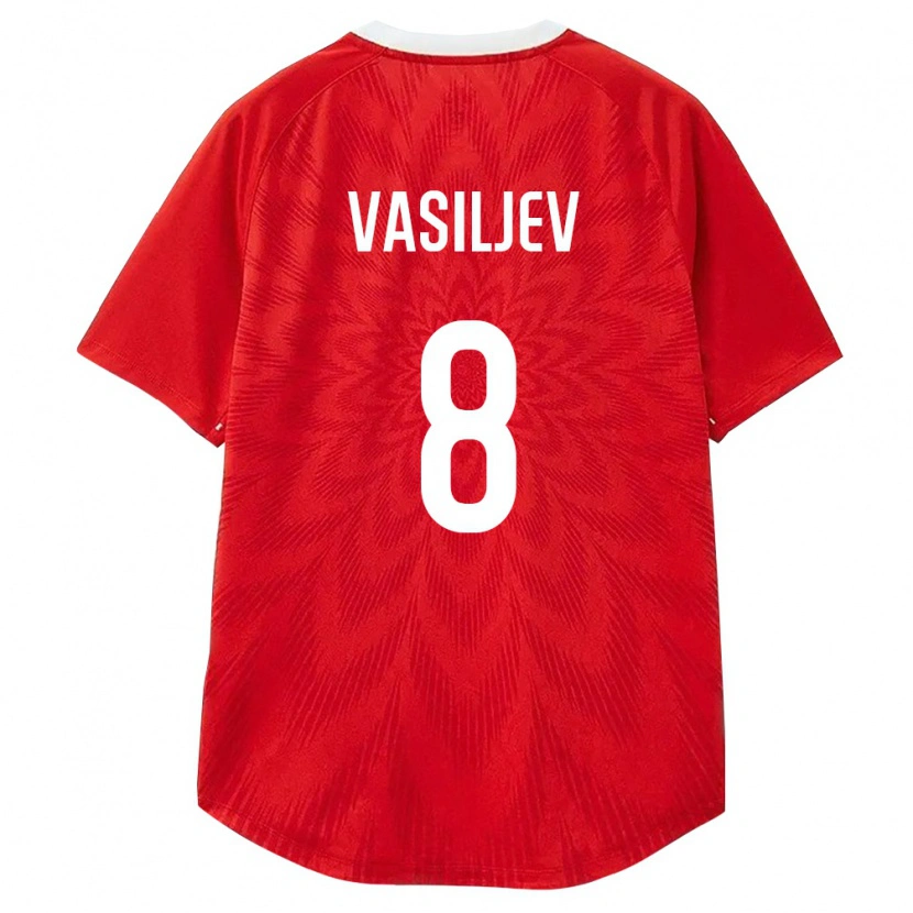 Danxen Niño Camiseta Rusia Dmitriy Vasiljev #8 Rojo Blanco Marrón 1ª Equipación 26-28 La Camisa