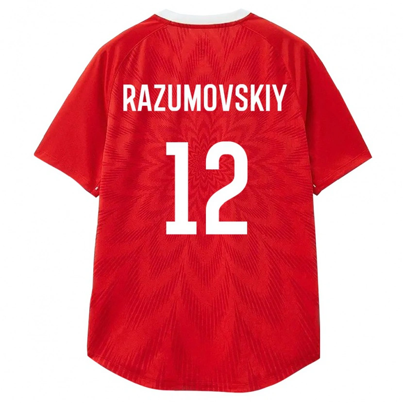 Danxen Niño Camiseta Rusia Timofey Razumovskiy #12 Rojo Blanco Marrón 1ª Equipación 26-28 La Camisa