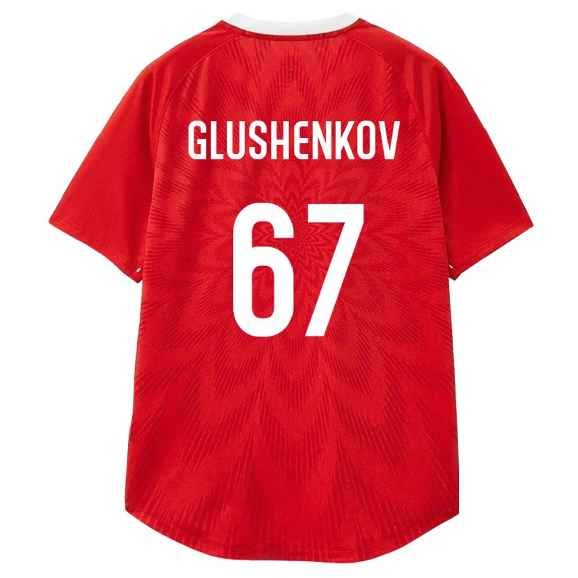 Danxen Niño Camiseta Rusia Maksim Glushenkov #67 Rojo Blanco Marrón 1ª Equipación 26-28 La Camisa