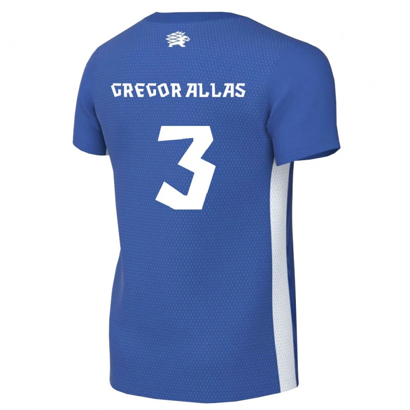 Danxen Niño Camiseta Estonia Johann Gregor Allas #3 Azul Oscuro Blanco 1ª Equipación 26-28 La Camisa