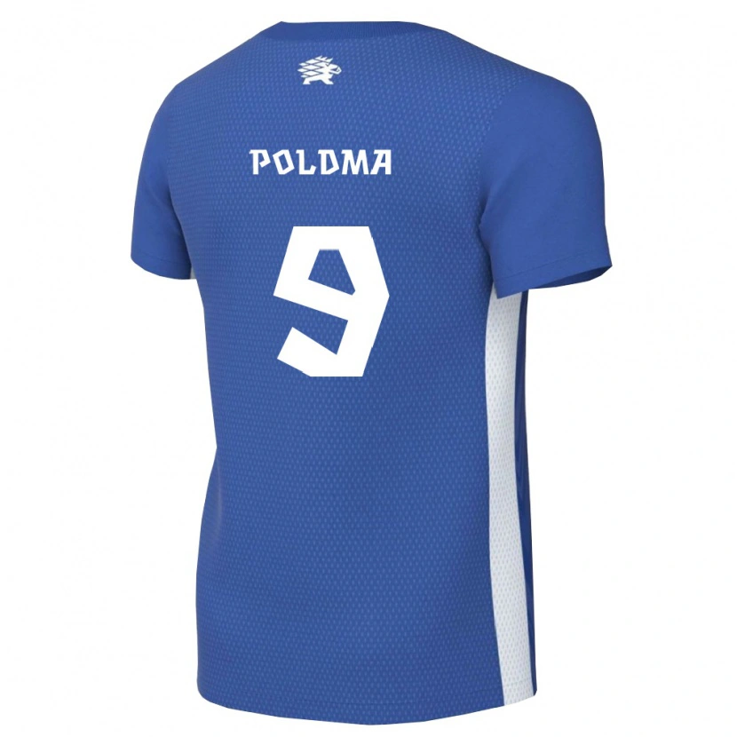 Danxen Niño Camiseta Estonia Jaan Poldma #9 Azul Oscuro Blanco 1ª Equipación 26-28 La Camisa