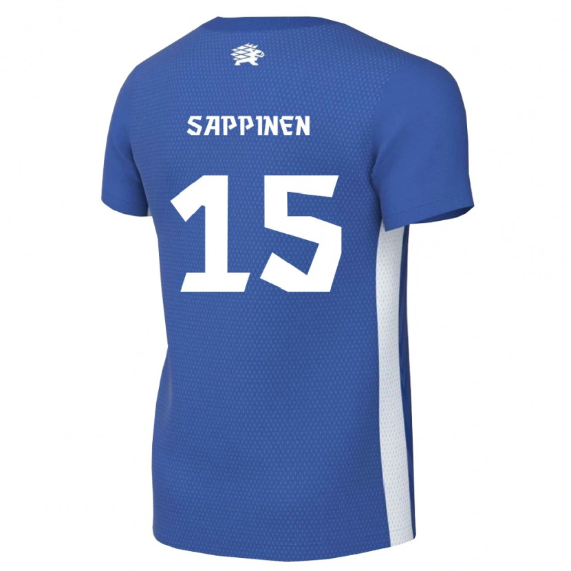 Danxen Niño Camiseta Estonia Rauno Sappinen #15 Azul Oscuro Blanco 1ª Equipación 26-28 La Camisa