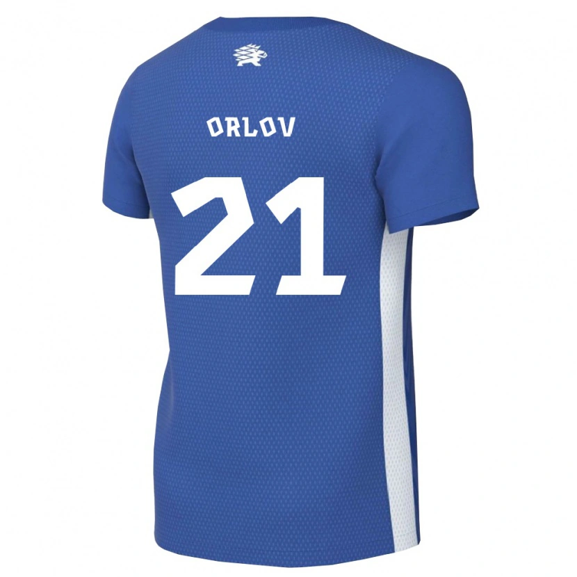 Danxen Niño Camiseta Estonia Mihhail Orlov #21 Azul Oscuro Blanco 1ª Equipación 26-28 La Camisa