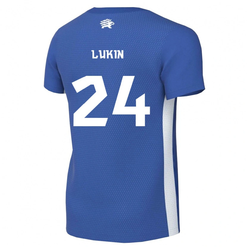 Danxen Niño Camiseta Estonia Roman Lukin #24 Azul Oscuro Blanco 1ª Equipación 26-28 La Camisa