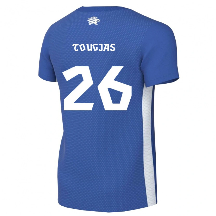 Danxen Niño Camiseta Estonia Erko Tougjas #26 Azul Oscuro Blanco 1ª Equipación 26-28 La Camisa