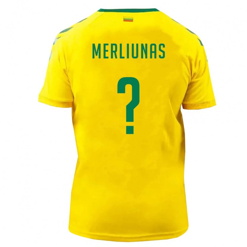 Danxen Niño Camiseta Lituania Eligijus Merliūnas #0 Amarillo Verde 1ª Equipación 26-28 La Camisa