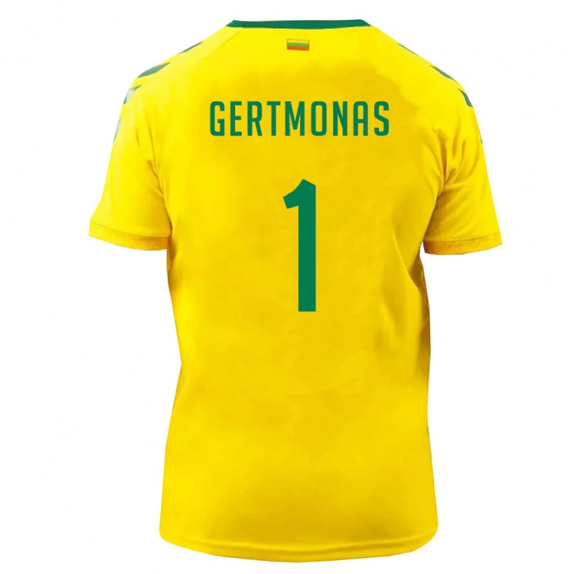 Danxen Niño Camiseta Lituania Edvinas Gertmonas #1 Amarillo Verde 1ª Equipación 26-28 La Camisa