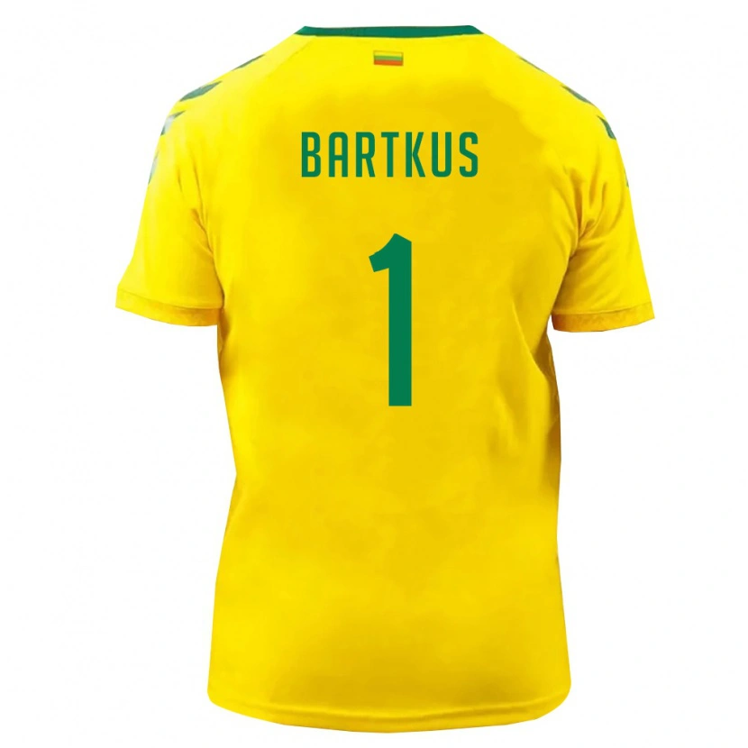 Danxen Niño Camiseta Lituania Džiugas Bartkus #1 Amarillo Verde 1ª Equipación 26-28 La Camisa