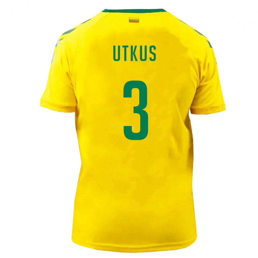 Danxen Niño Camiseta Lituania Edgaras Utkus #3 Amarillo Verde 1ª Equipación 26-28 La Camisa