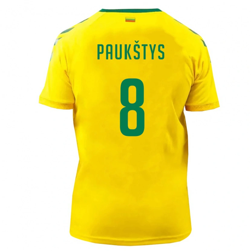 Danxen Niño Camiseta Lituania Skirmantas Paukštys #8 Amarillo Verde 1ª Equipación 26-28 La Camisa