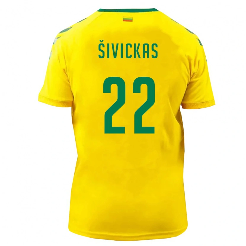 Danxen Niño Camiseta Lituania Vilius Šivickas #22 Amarillo Verde 1ª Equipación 26-28 La Camisa