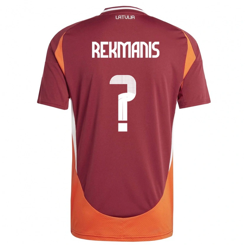 Danxen Niño Camiseta Letonia Kristaps Rekmanis #0 Rojo Oscuro Blanco Naranja 1ª Equipación 26-28 La Camisa