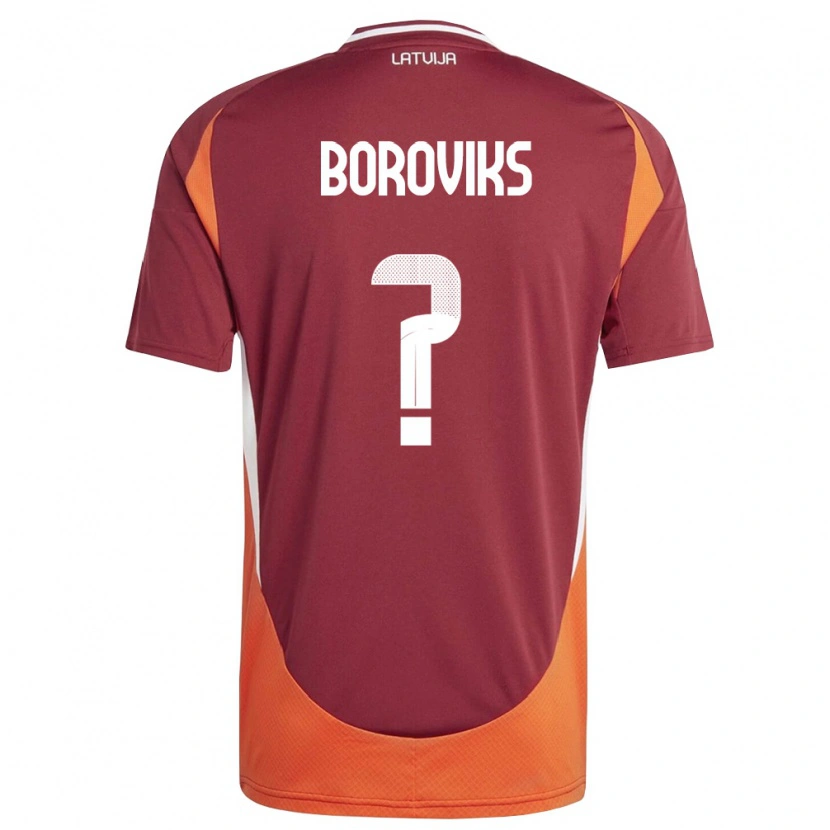 Danxen Niño Camiseta Letonia Savelijs Boroviks #0 Rojo Oscuro Blanco Naranja 1ª Equipación 26-28 La Camisa