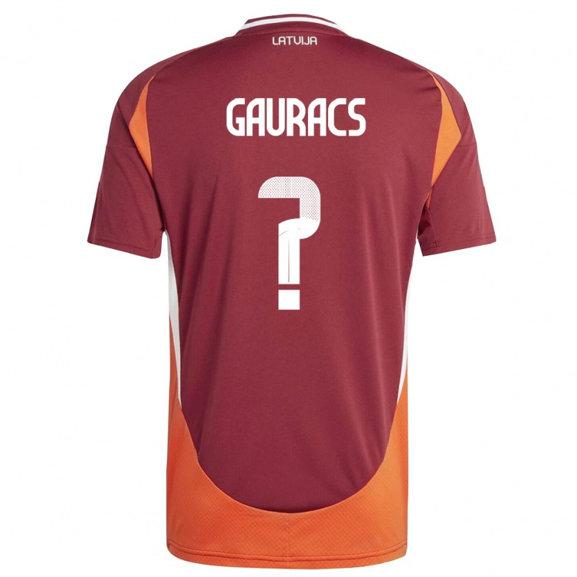 Danxen Niño Camiseta Letonia Enriko Gauracs #0 Rojo Oscuro Blanco Naranja 1ª Equipación 26-28 La Camisa