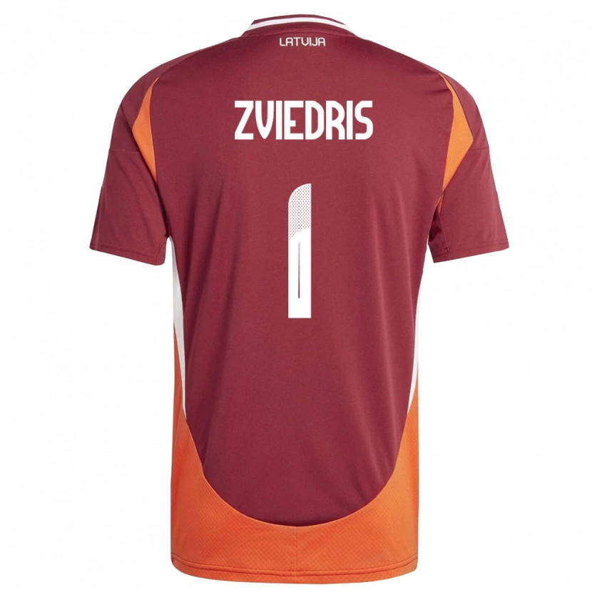 Danxen Niño Camiseta Letonia Krisjanis Zviedris #1 Rojo Oscuro Blanco Naranja 1ª Equipación 26-28 La Camisa