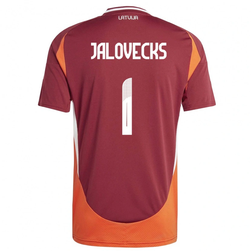 Danxen Niño Camiseta Letonia Lukass Jalovecks #1 Rojo Oscuro Blanco Naranja 1ª Equipación 26-28 La Camisa