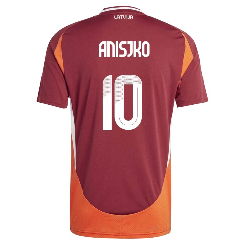 Danxen Niño Camiseta Letonia Danni Anisjko #10 Rojo Oscuro Blanco Naranja 1ª Equipación 26-28 La Camisa