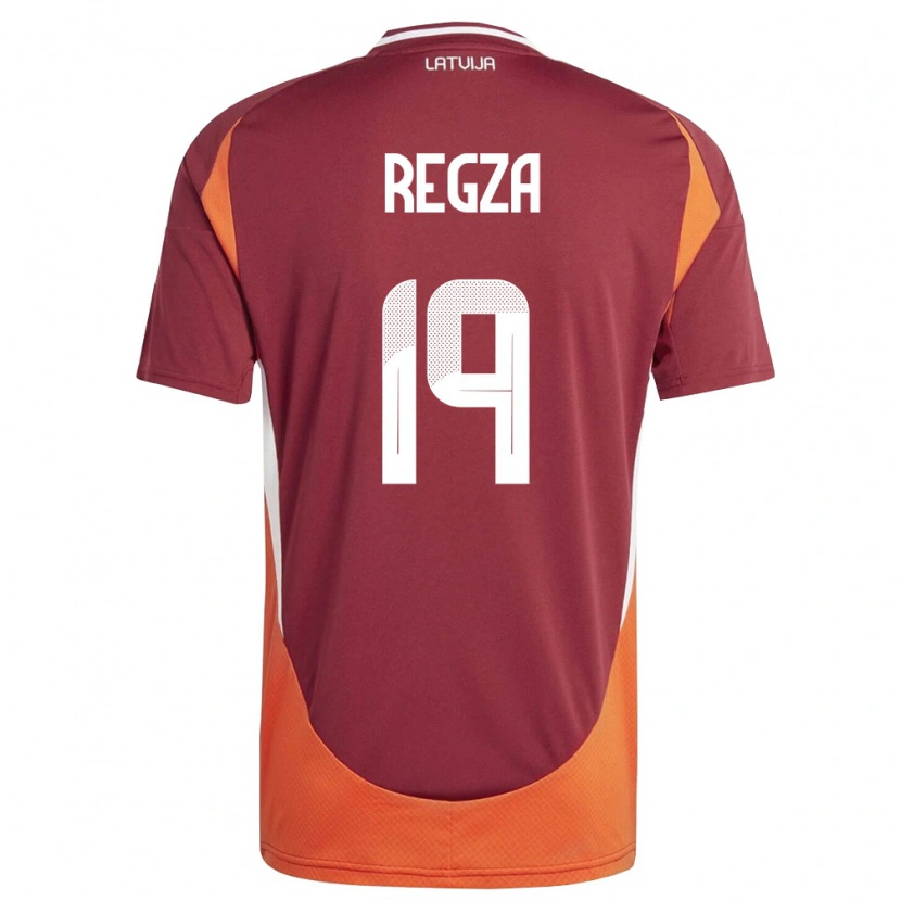 Danxen Niño Camiseta Letonia Marko Regza #19 Rojo Oscuro Blanco Naranja 1ª Equipación 26-28 La Camisa