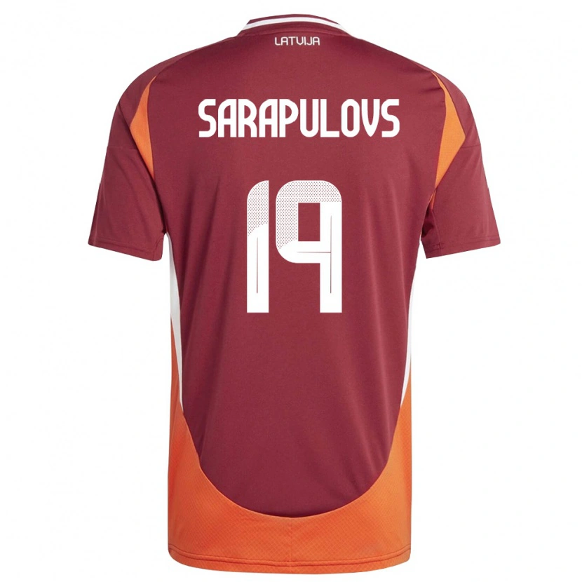 Danxen Niño Camiseta Letonia Maksims Sarapulovs #19 Rojo Oscuro Blanco Naranja 1ª Equipación 26-28 La Camisa