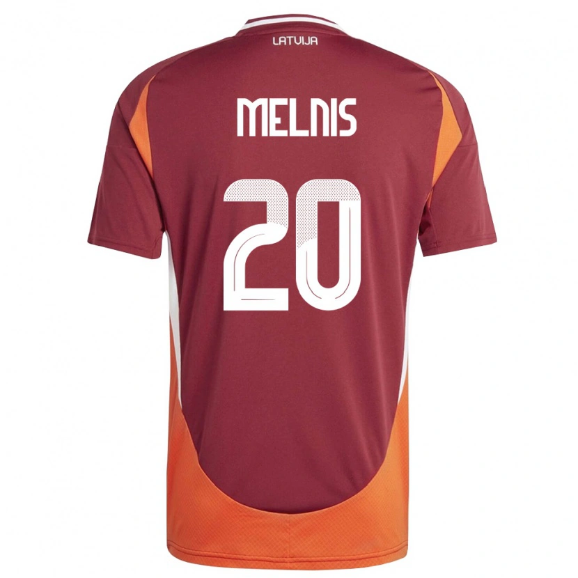 Danxen Niño Camiseta Letonia Bruno Melnis #20 Rojo Oscuro Blanco Naranja 1ª Equipación 26-28 La Camisa